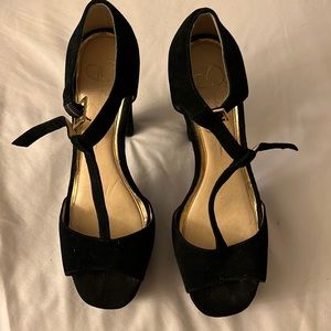 Jessica Simpson Black Suede Heeled Sandals